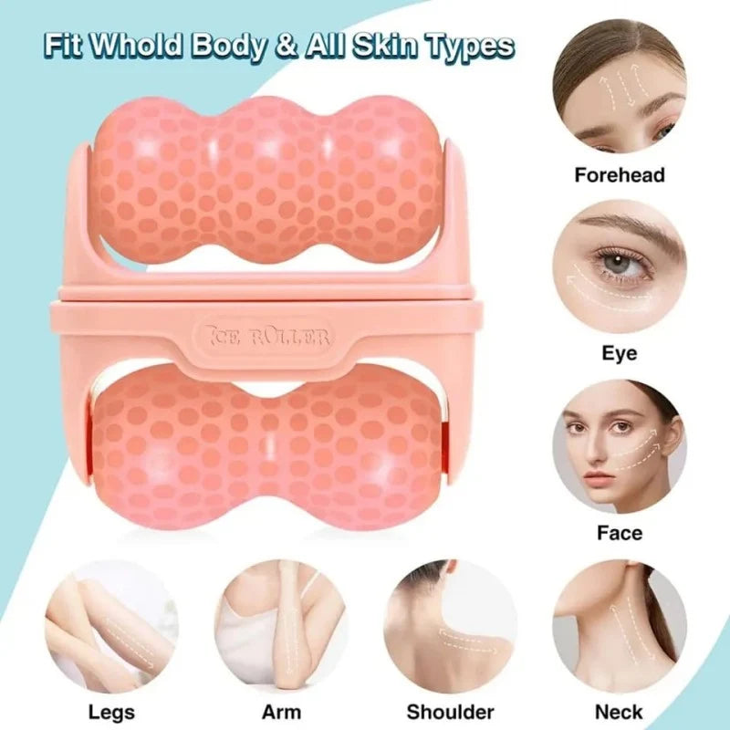 2 in 1 Facial Ice Roller for Face & Body Massager Double Head Facial Ice Roller for Puffy Eyes, Reduce Wrinkles