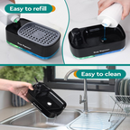 Dish Soap Dispenser and Hand Soap Dispenser Set with Sponge Holder, 3 in 1 Soap Dispenser with Dual Soap Pump for Kitchen Sink