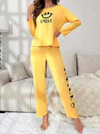 Cartoon Print Pajama Set, Casual Crew Neck Long Sleeve Top And Pants, Casual Comfortable Sleepwear, Women'S Pajamas And Loungewear