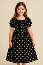 Black Polka Dot Frock For Girls (Everyday Wear)