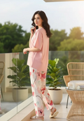 Pink but printed Night suit