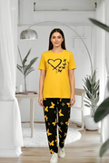 Elegant Women's Butterfly Print Cotton Jersey Night Suit – Soft, Breathable & Comfortable Sleepwear