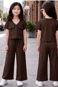 Brown Double Pocket Co-ord Kids Wear