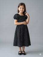Black Polka Dot Frock For Girls (Everyday Wear)